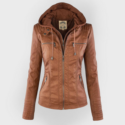 Sabine™ | Veste moderne en cuir avec capuche