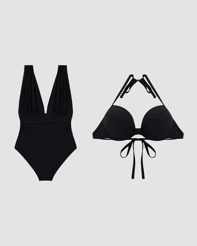 Maillot de bain décolleté en V avec bretelles licou