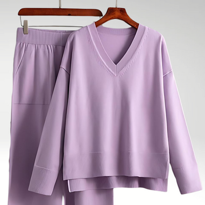 Maison Léa™ | Luxe V-Neck Two Piece Set