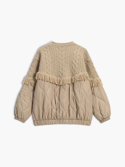 Maison Léa™ | Veste matelassée en tricot torsadé patchwork