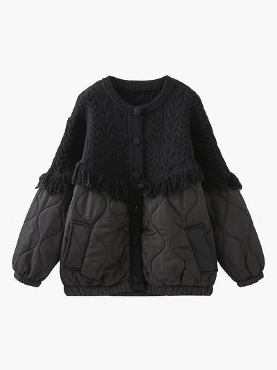 Maison Léa™ | Veste matelassée en tricot torsadé patchwork