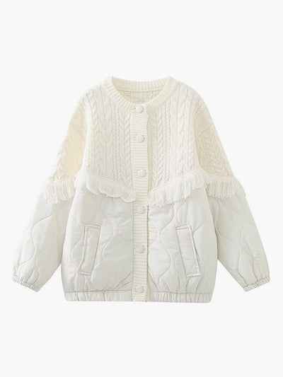 Maison Léa™ | Veste matelassée en tricot torsadé patchwork