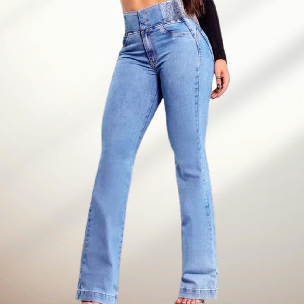 Jean flare extensible taille haute