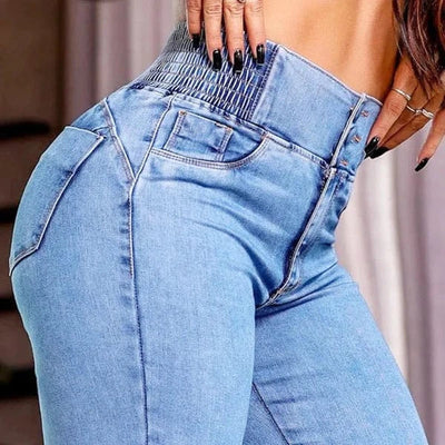 Jean flare extensible taille haute